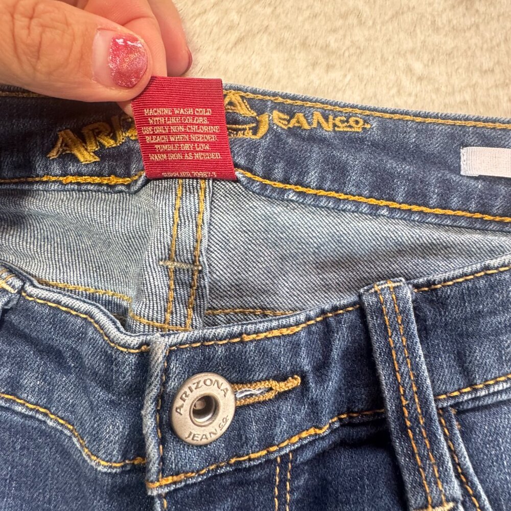 Arizona Bootcut Jeans Womens 3 Dark Wash 28x28.5 Mid Rise - Picture 5 of 10